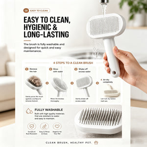 Self-Cleaning Slicker Brush — One-Click Hair Removal, Cats & Dogs